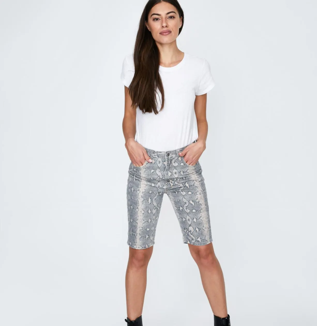 Ksubi Womens Snake Print Long Denim Short Size 26 (New, RRP $199.95)
