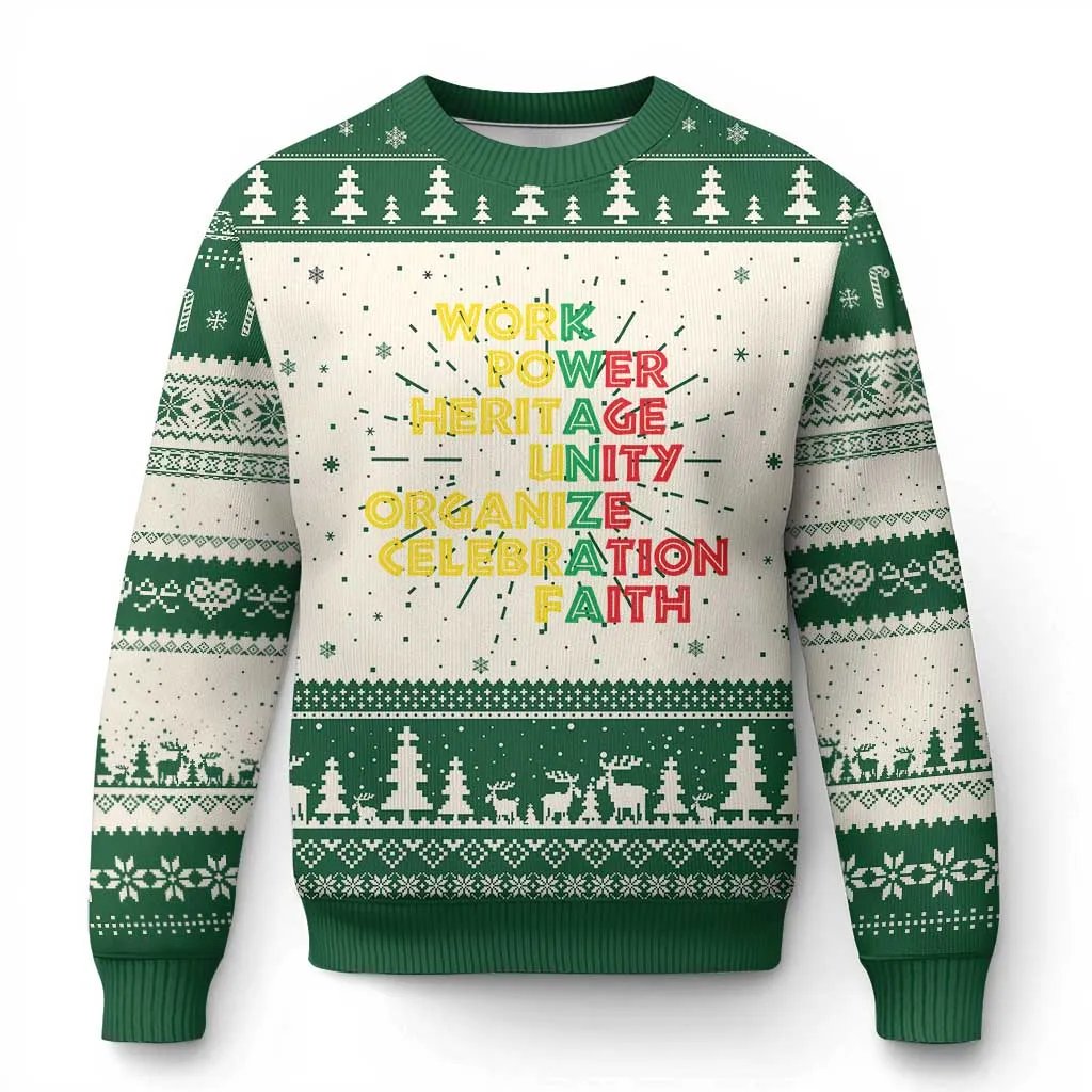 Kwanzaa Ugly Christmas Sweater Work Power Heritage Unity Organize Celebration Faith Xmas African American TS11