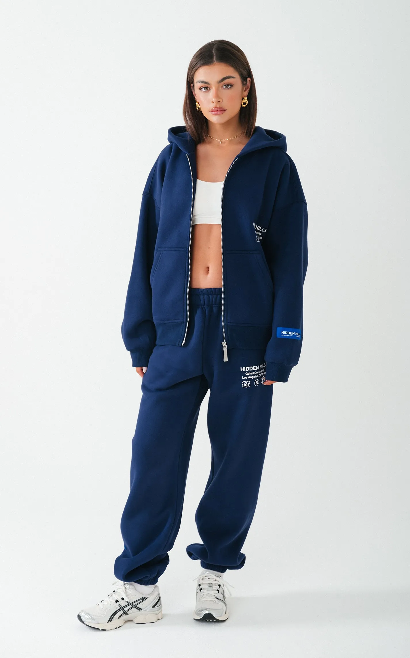 LABEL ZIP HOODIE NAVY