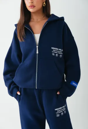 LABEL ZIP HOODIE NAVY