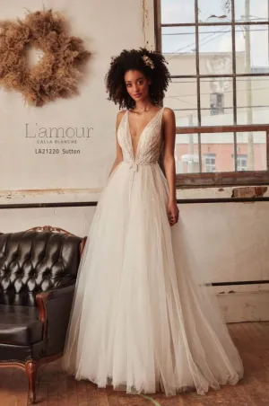 L'amour Size 10 LA21220 Sutton Ivory/Light Nude Gown