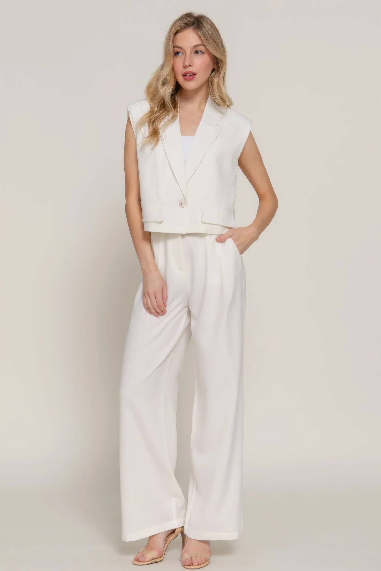 Lapel Collar W/shoulder Pads Vest