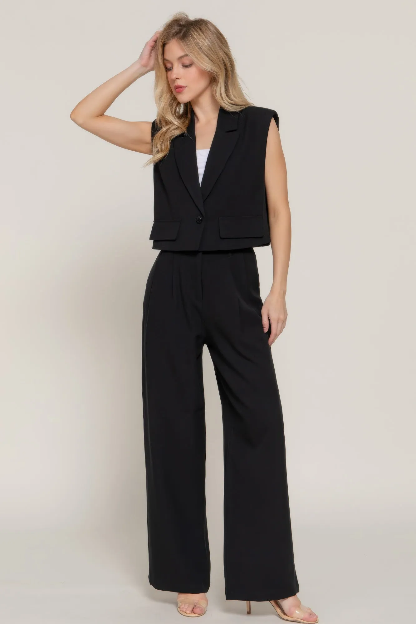 Lapel Collar W/shoulder Pads Vest