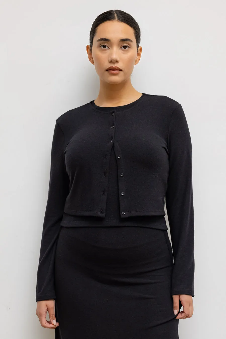 Lauren Cropped Cardigan, Black