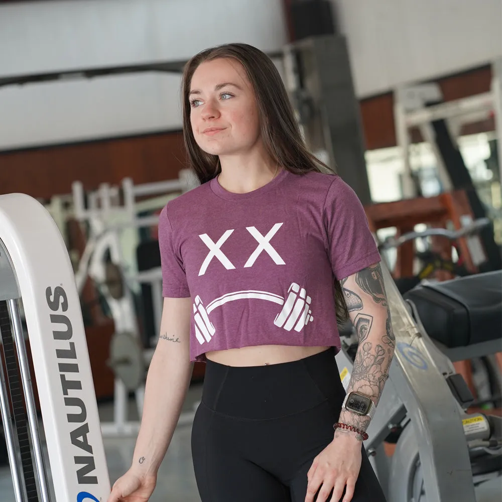 LIFT HEAVY LOGO CROPPED - T-SHIRT -HEATHER PLUM