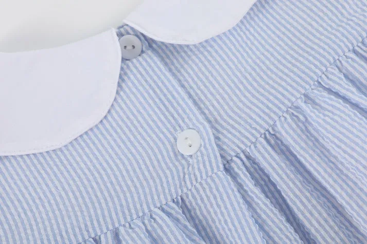 Light Blue Easter Bunny Ruffle Yoke Dress