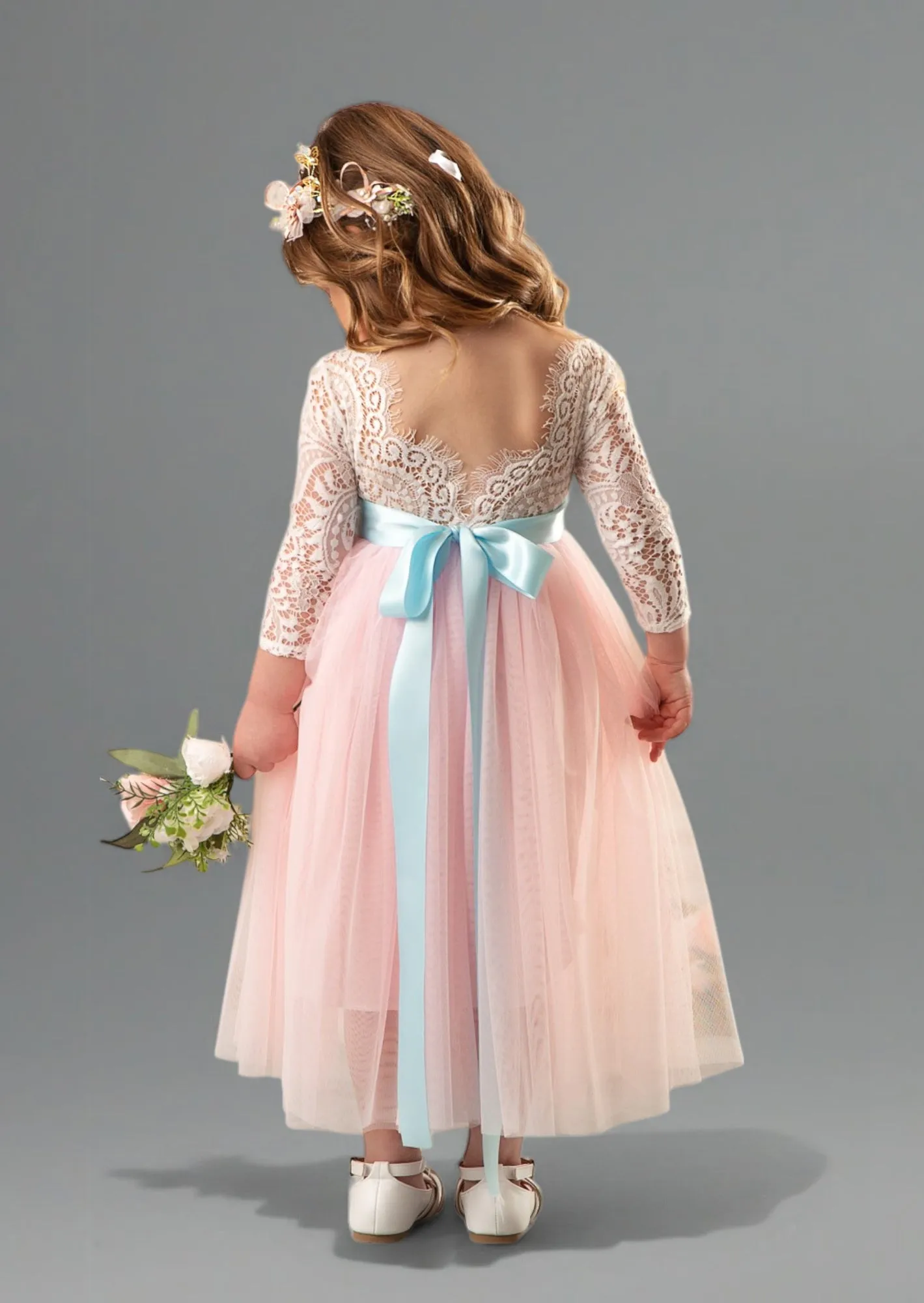Light Pink Tulle Dress with Sleeves