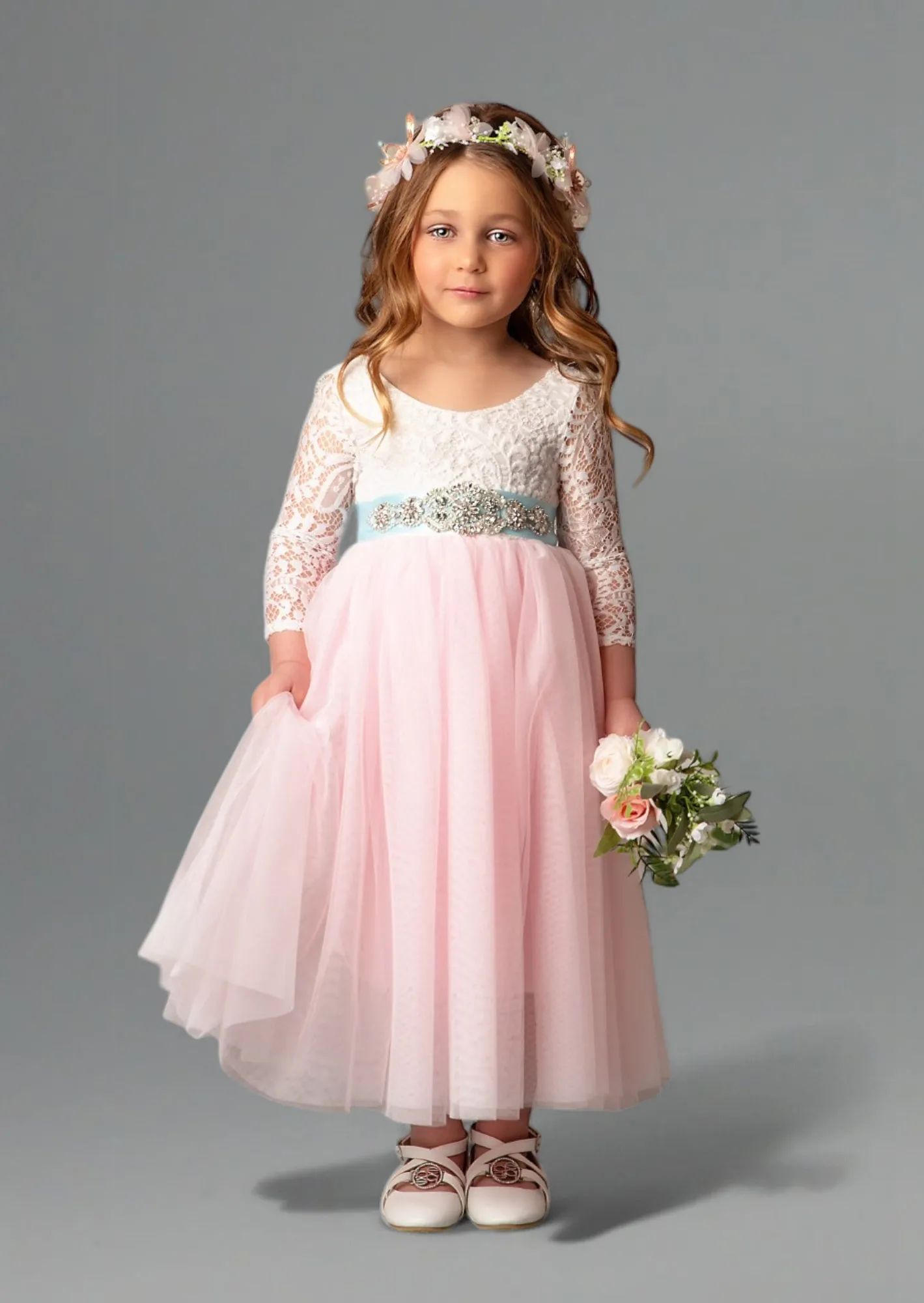 Light Pink Tulle Dress with Sleeves