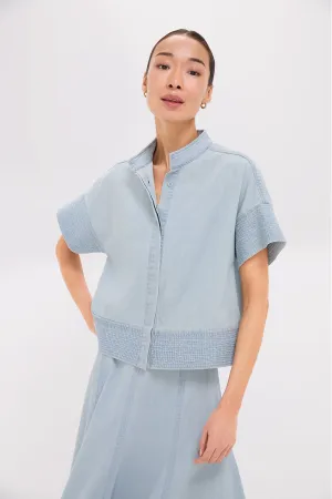 Light Wash Denim Trapunto Stitch Sofia Shirt