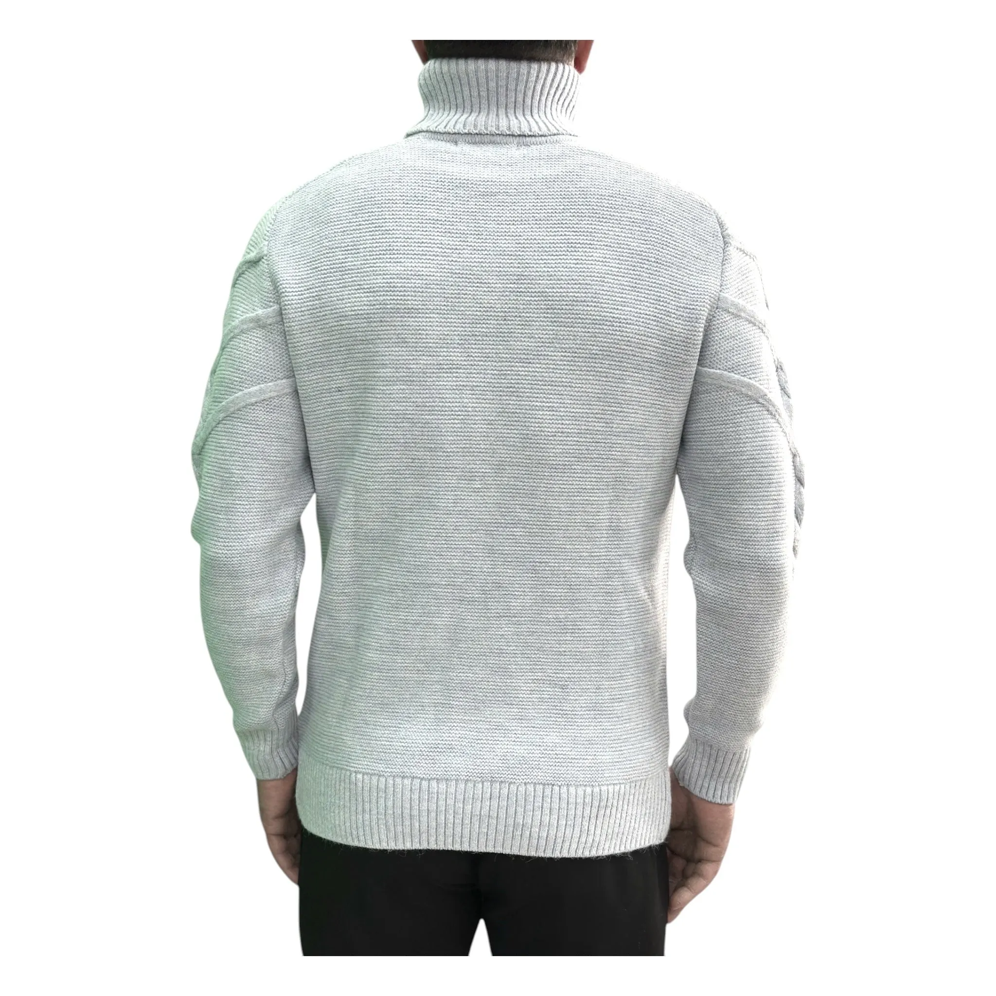 Lightest Blue  Men's Chunky Turtleneck Sweater -100% Real  Wool
