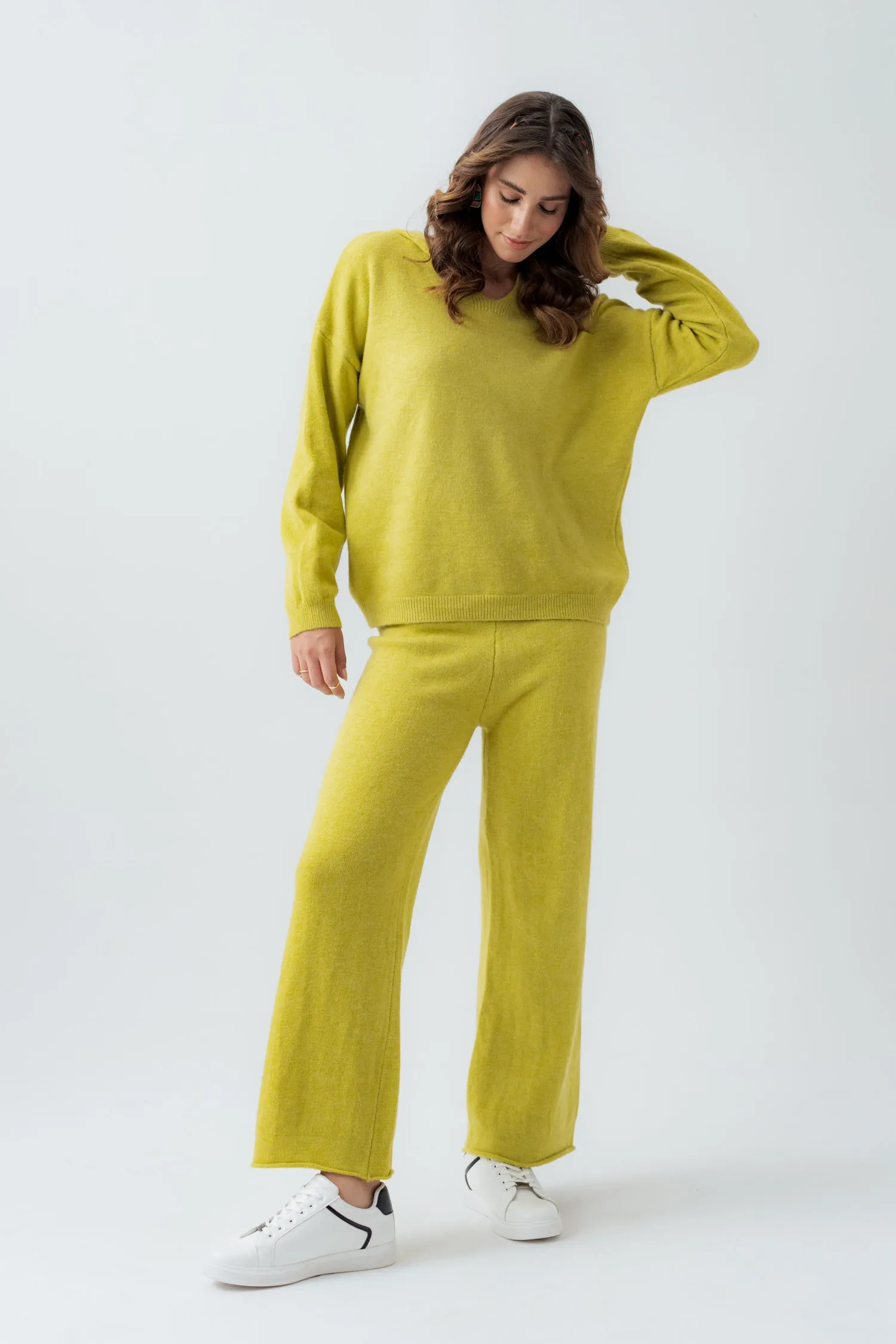 Lime Collared Knitted Sweater