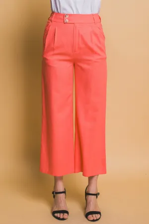 Linen Cropped Pants in Sunset Coral
