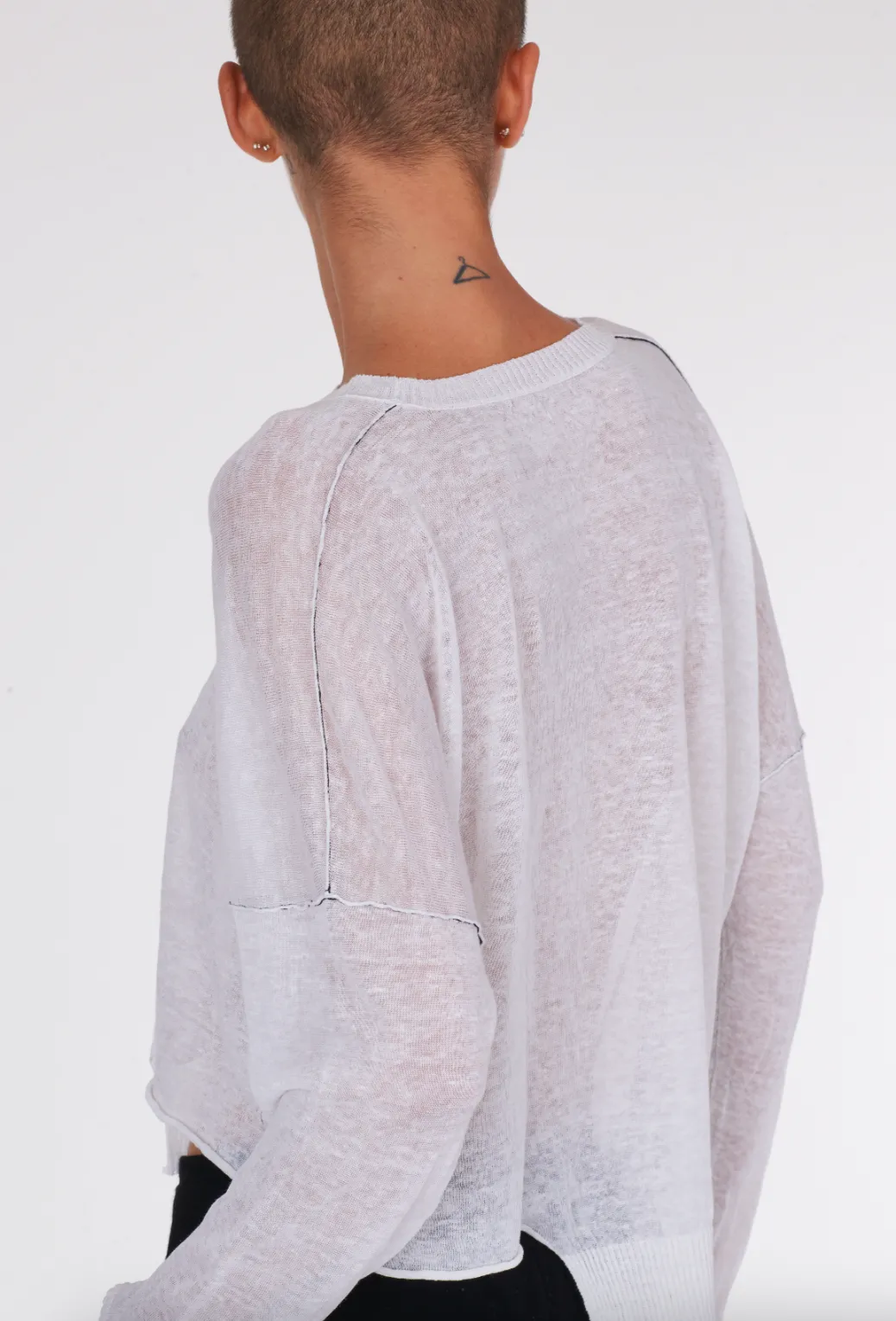 Linen Oversize Boxy Sweater - White