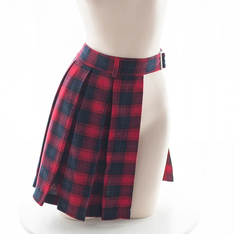 Lolita plaid side slit skirt    YC21458