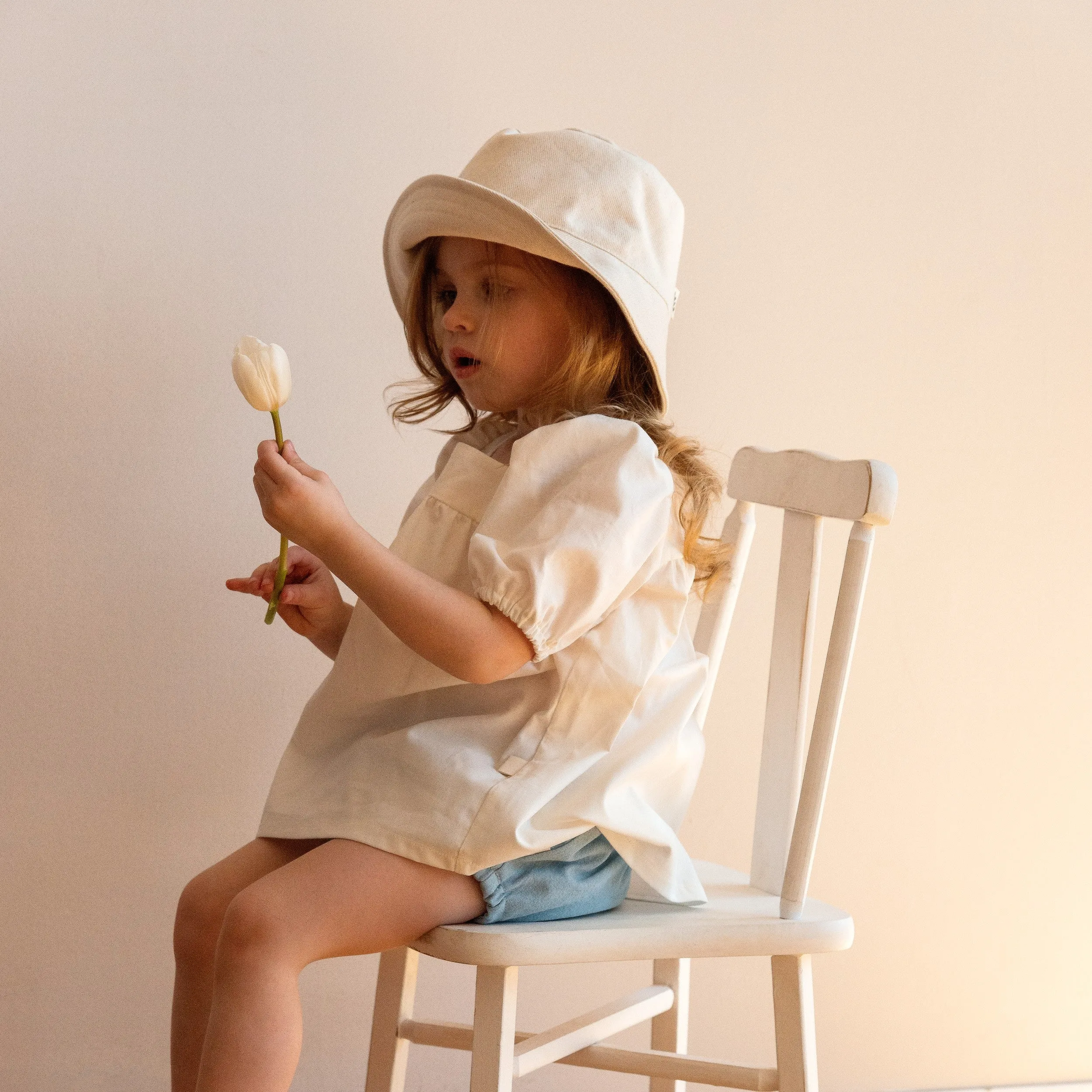 Long Puffed Sleeve Blouse - Cream
