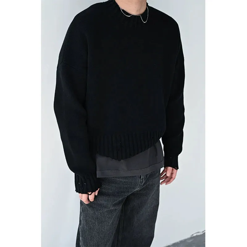 Long-Staple Distressed Knit Sweater