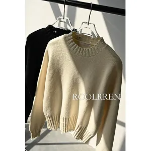 Long-Staple Distressed Knit Sweater