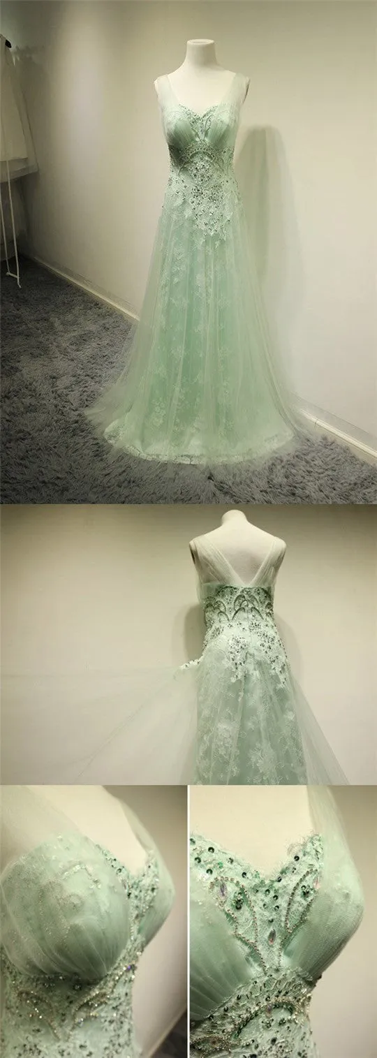 Long Tulle Sweet Unique Elegant Evening Party Prom Dresses Online,PD0193