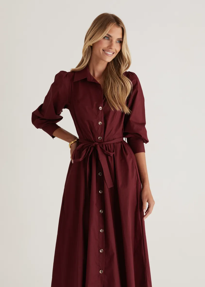 Louisa Midi Dress - Burgundy
