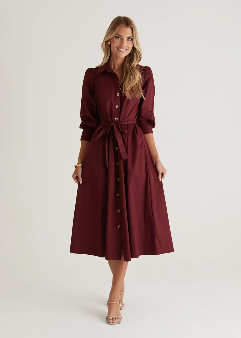 Louisa Midi Dress - Burgundy