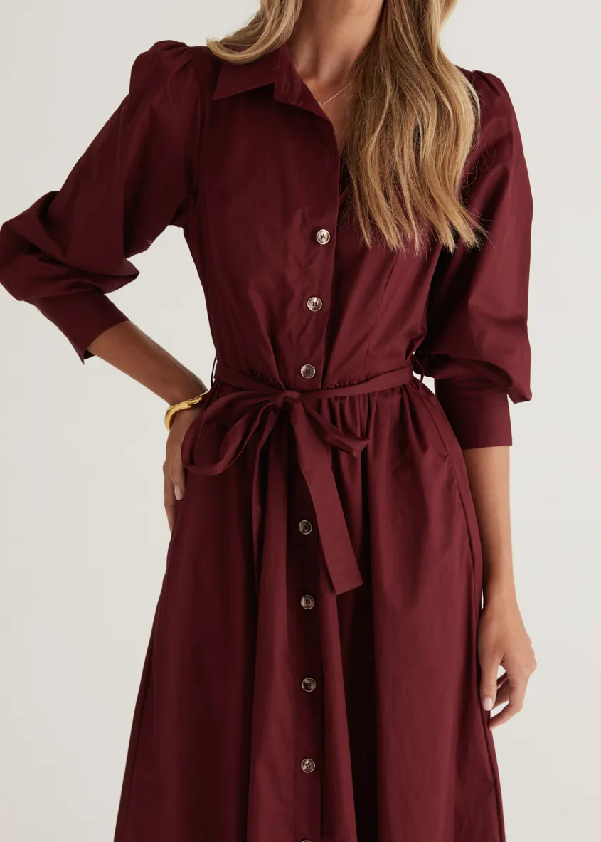 Louisa Midi Dress - Burgundy