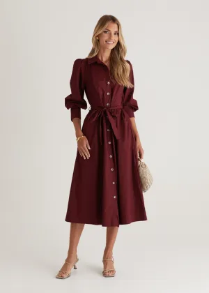 Louisa Midi Dress - Burgundy