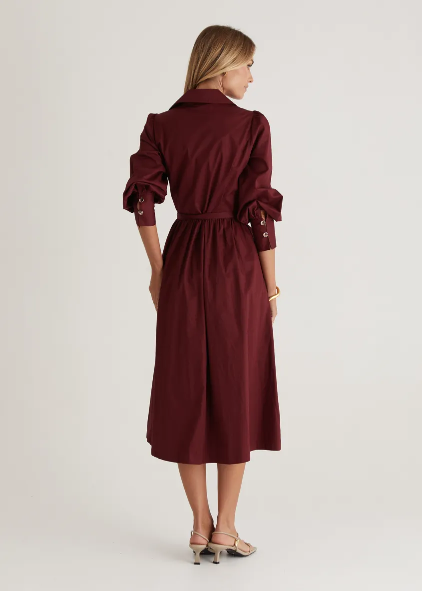 Louisa Midi Dress - Burgundy