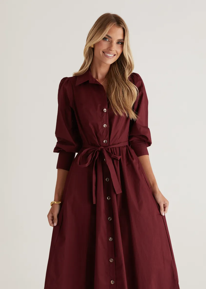 Louisa Midi Dress - Burgundy