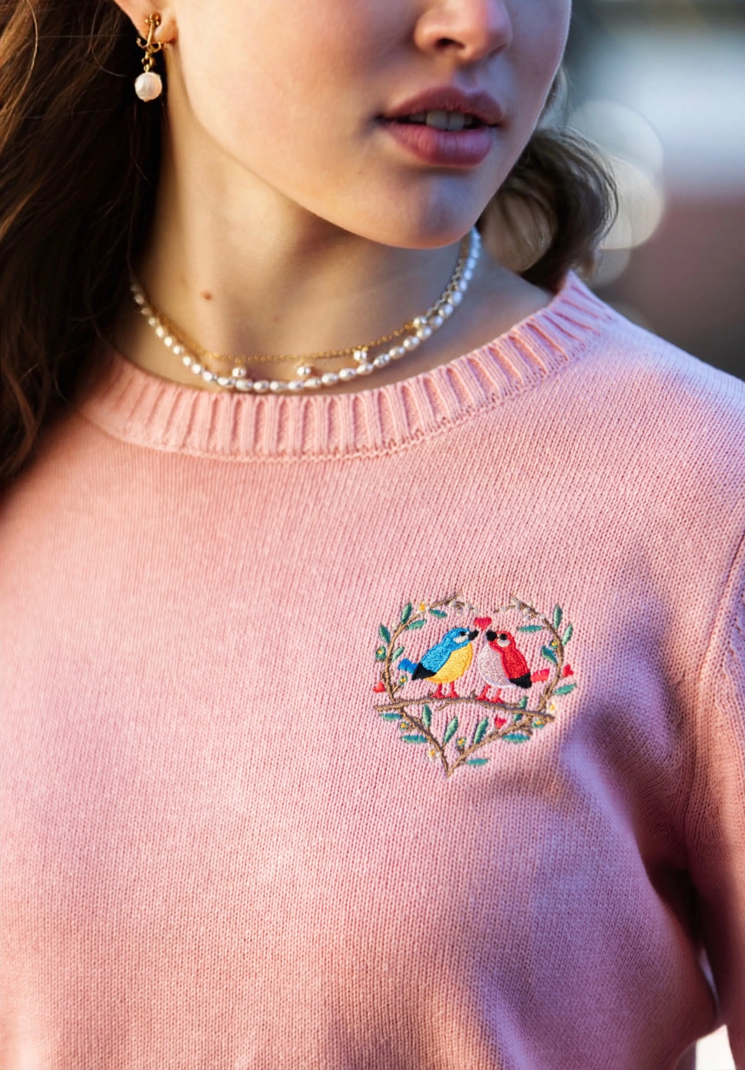 Lovebirds Embroidered Sweater