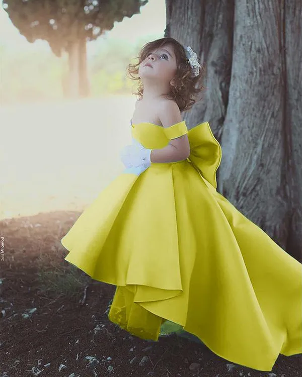 Lovely Light Blue Flower Girls Dresses 2018 Ball Gown with Big Bow Cap Sleeves Long Train