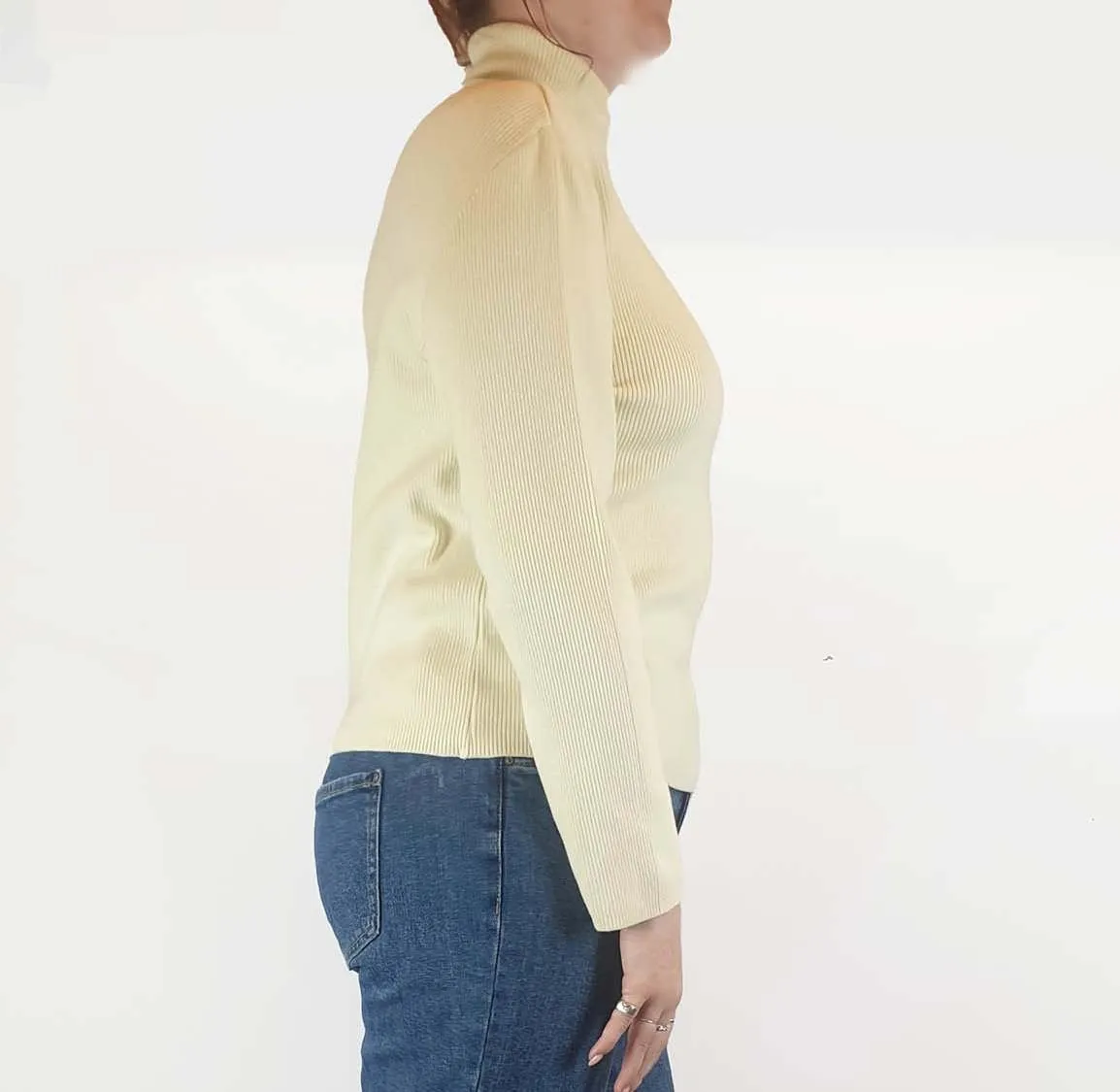 Lucy & Yak cream knit long sleeve top size L, fits 12-14