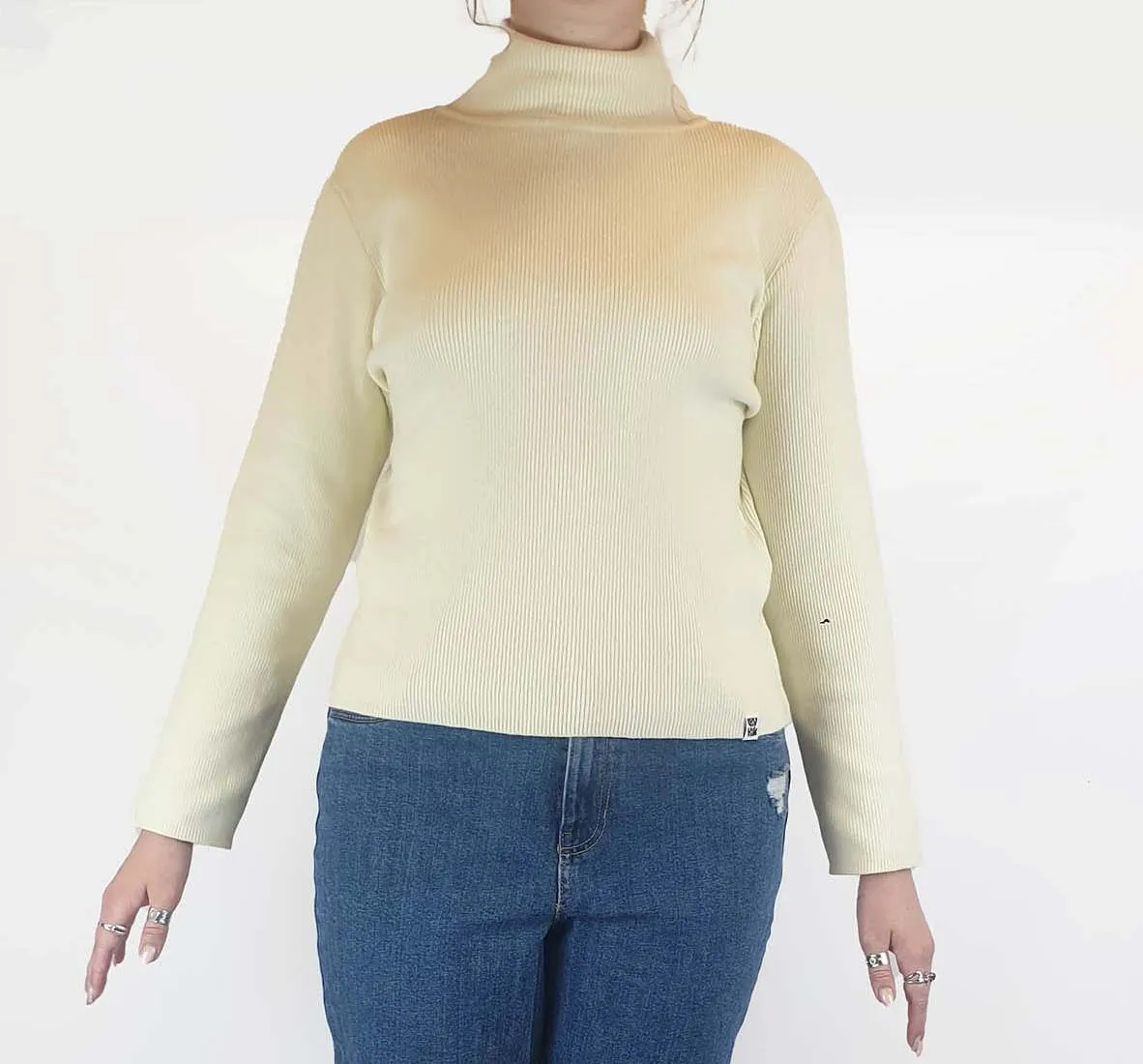 Lucy & Yak cream knit long sleeve top size L, fits 12-14