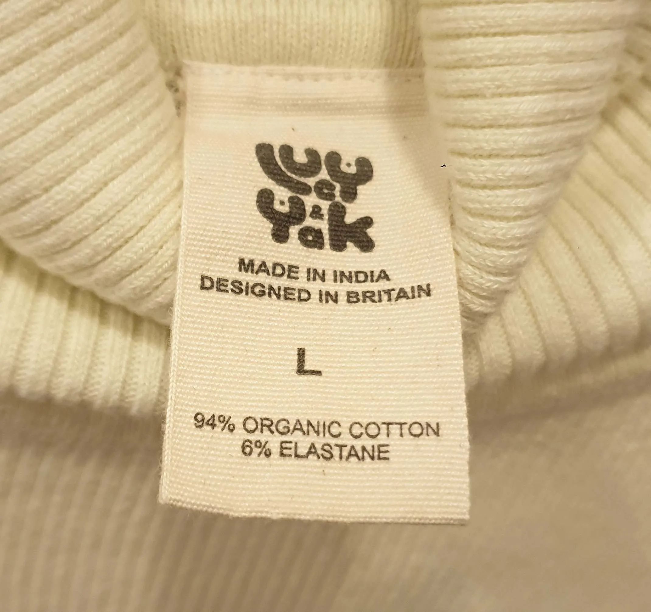 Lucy & Yak cream knit long sleeve top size L, fits 12-14