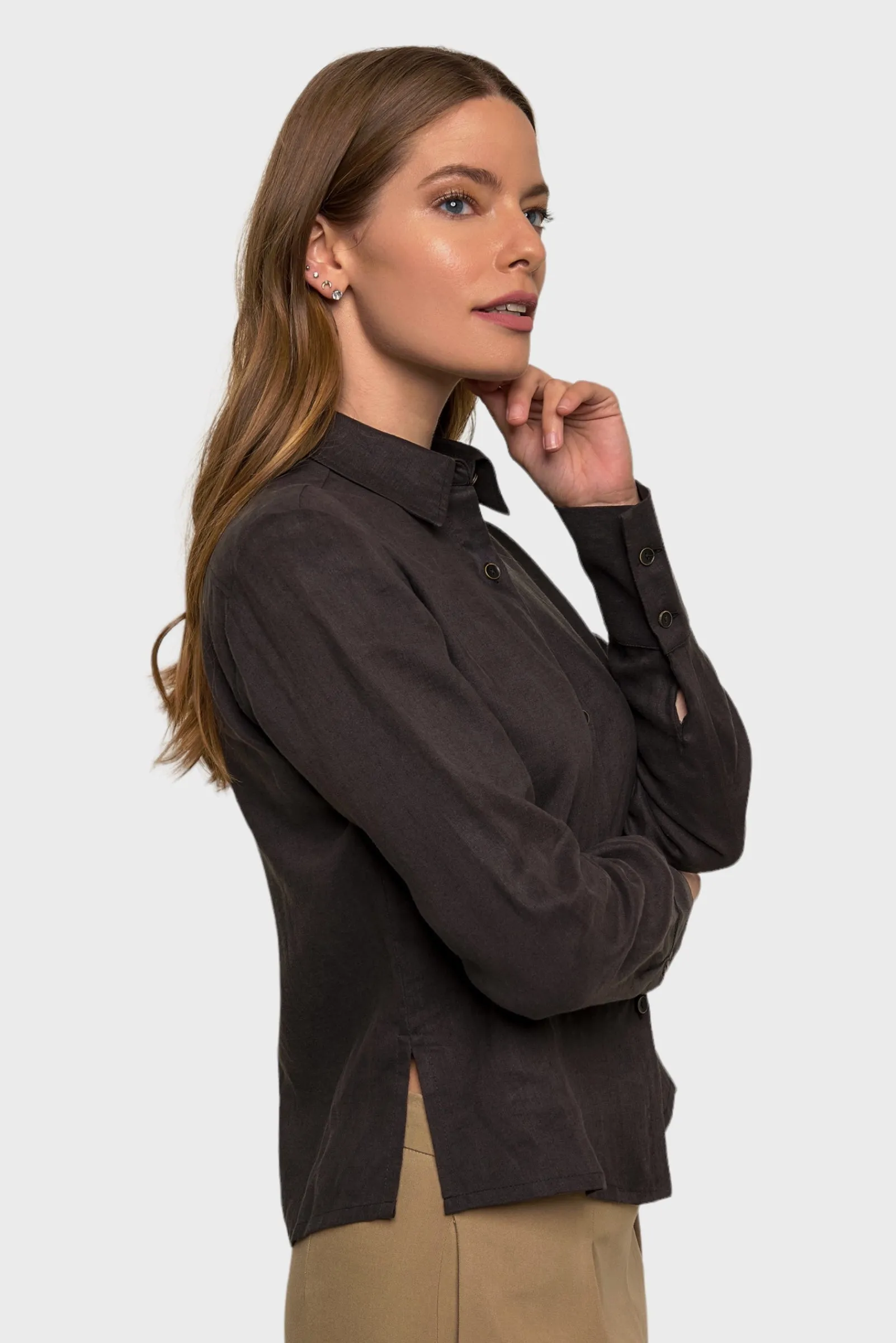 Luna Coffee Button Up Shirt