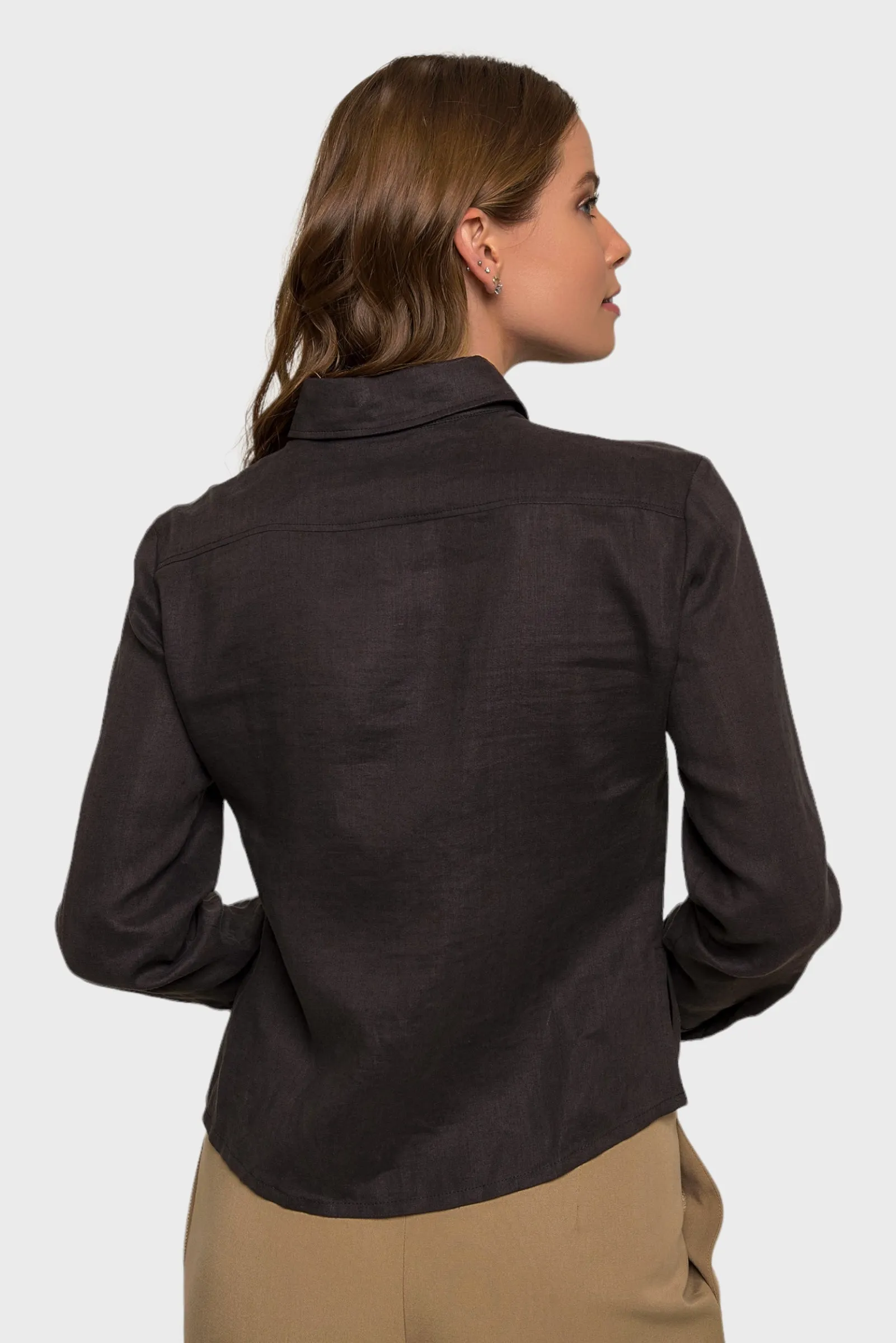 Luna Coffee Button Up Shirt