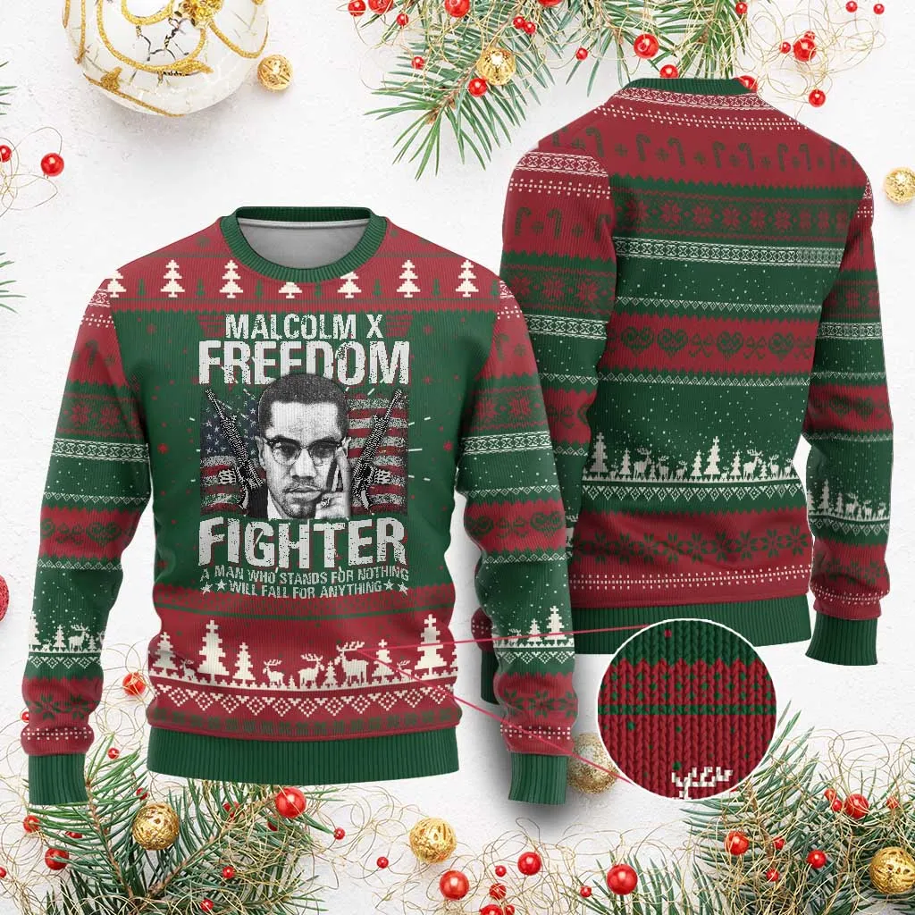 Malcolm X Ugly Christmas Sweater A Man Who Stands For Nothing Will Fall For Anything TS09
