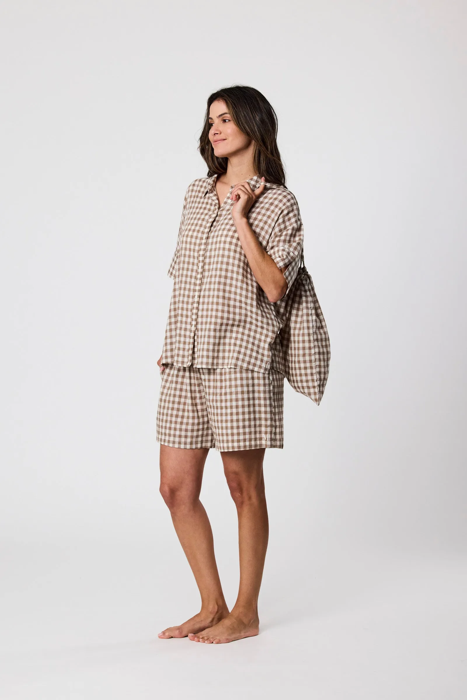Marlow PJ Set - Natural Gingham