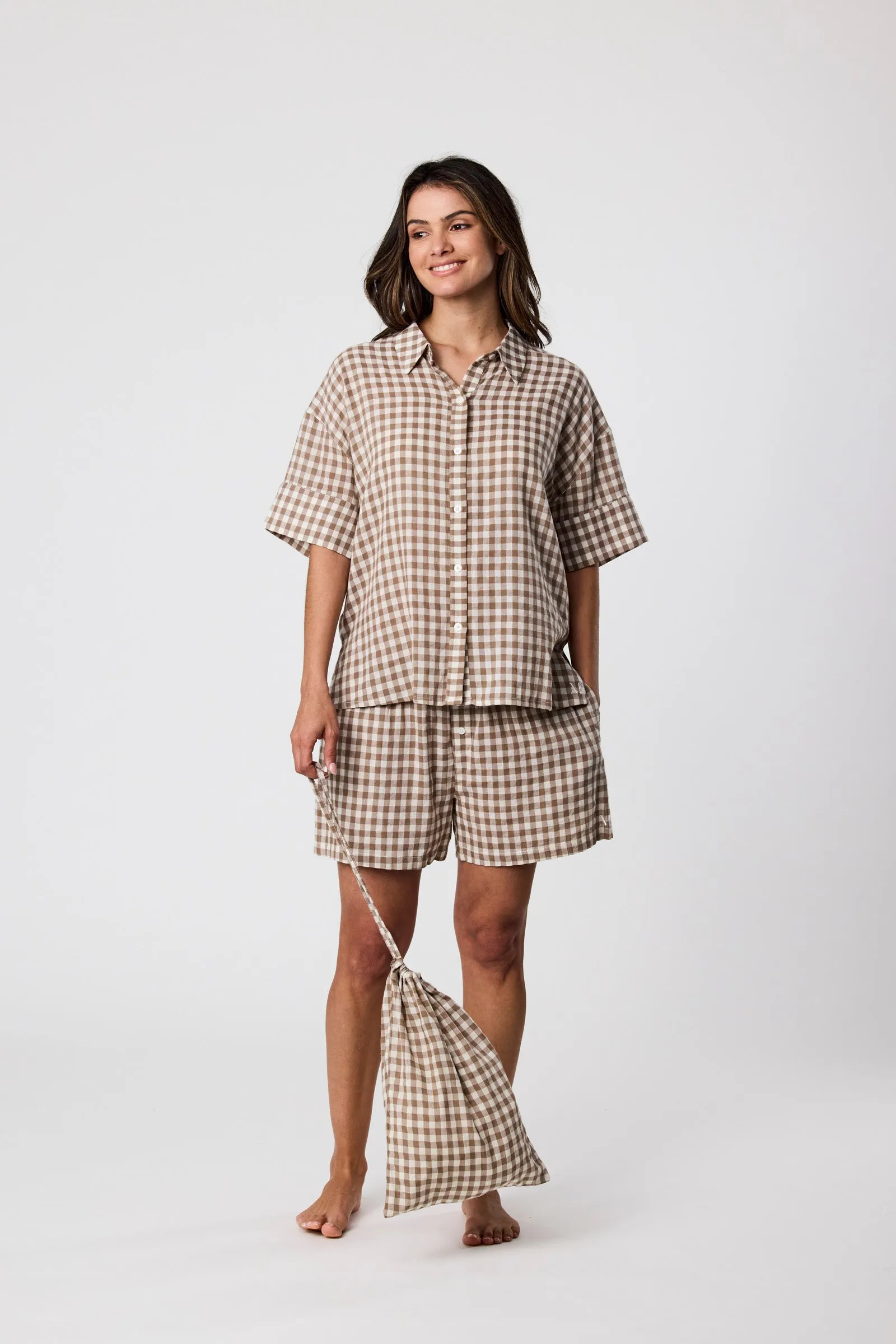 Marlow PJ Set - Natural Gingham