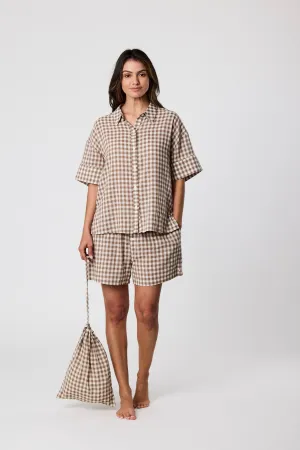 Marlow PJ Set - Natural Gingham