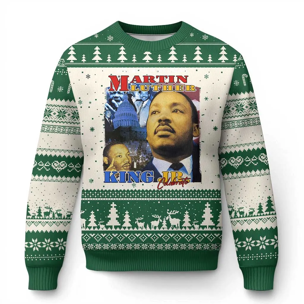 Martin Luther King Jr Ugly Christmas Sweater His Dream Is My Dream American Flag MLK Day Black HIstory TS09