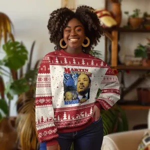Martin Luther King Jr Ugly Christmas Sweater His Dream Is My Dream American Flag MLK Day Black HIstory TS09