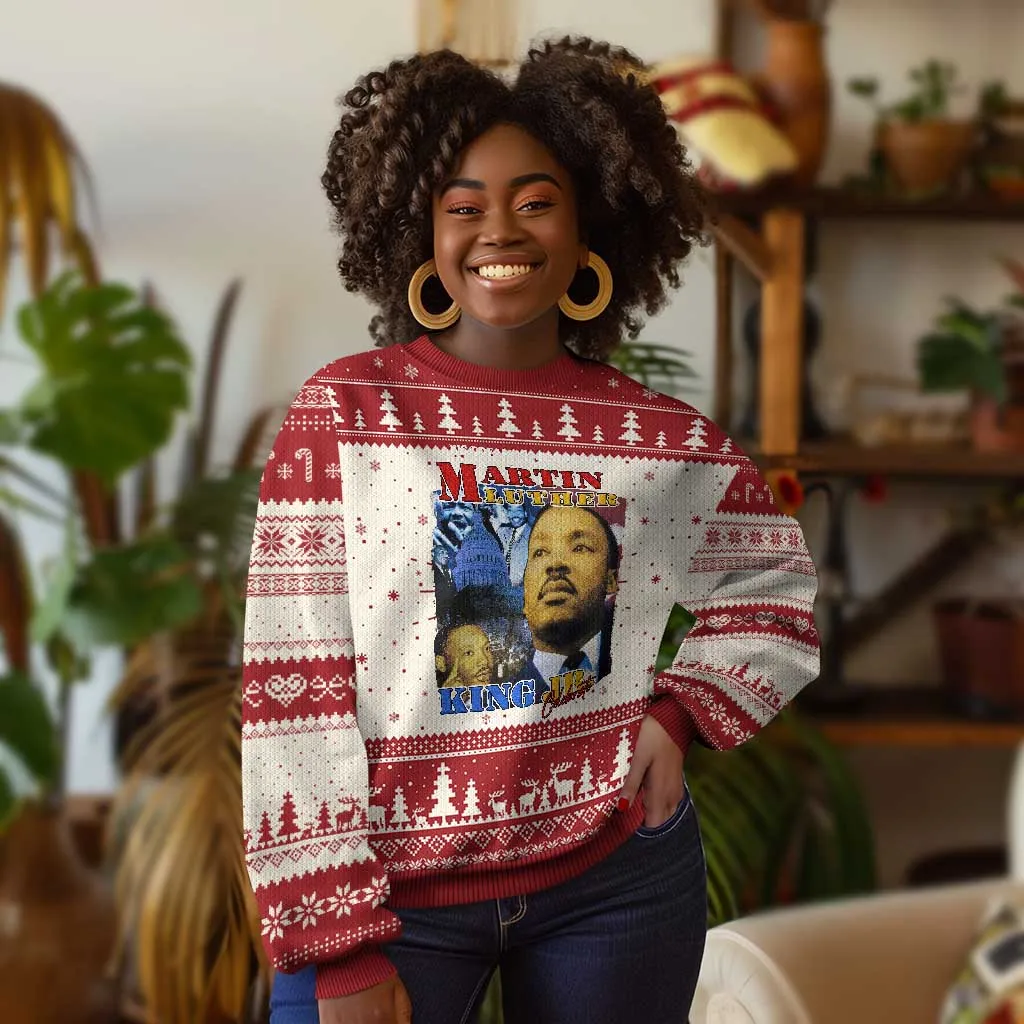 Martin Luther King Jr Ugly Christmas Sweater His Dream Is My Dream American Flag MLK Day Black HIstory TS09