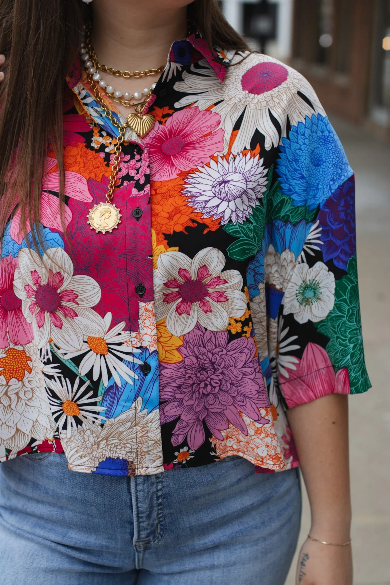 Maya Floral Button Down Top