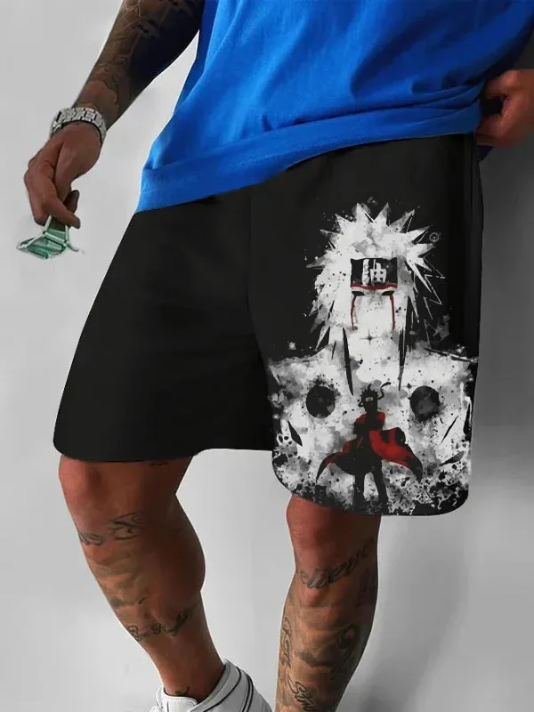 Men's Fashion Anime Print Pocket Shorts