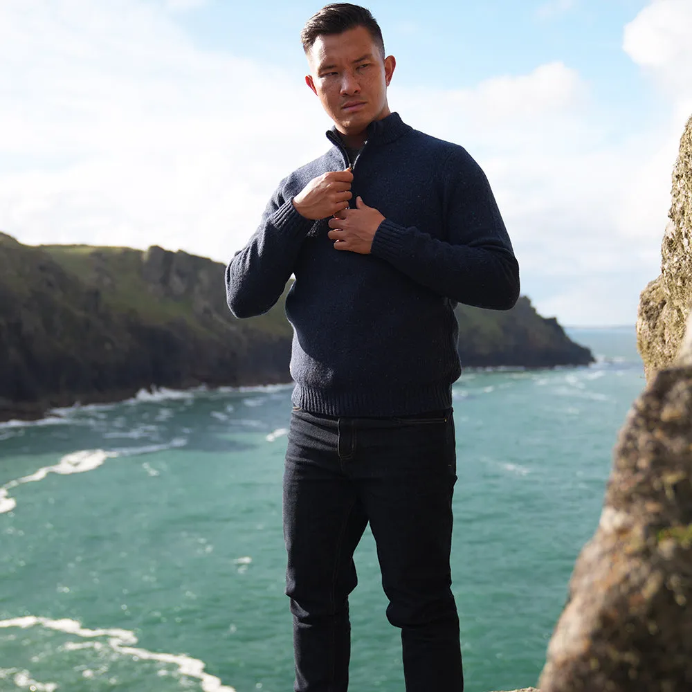 Mens Finse Flecked Zip Sweater