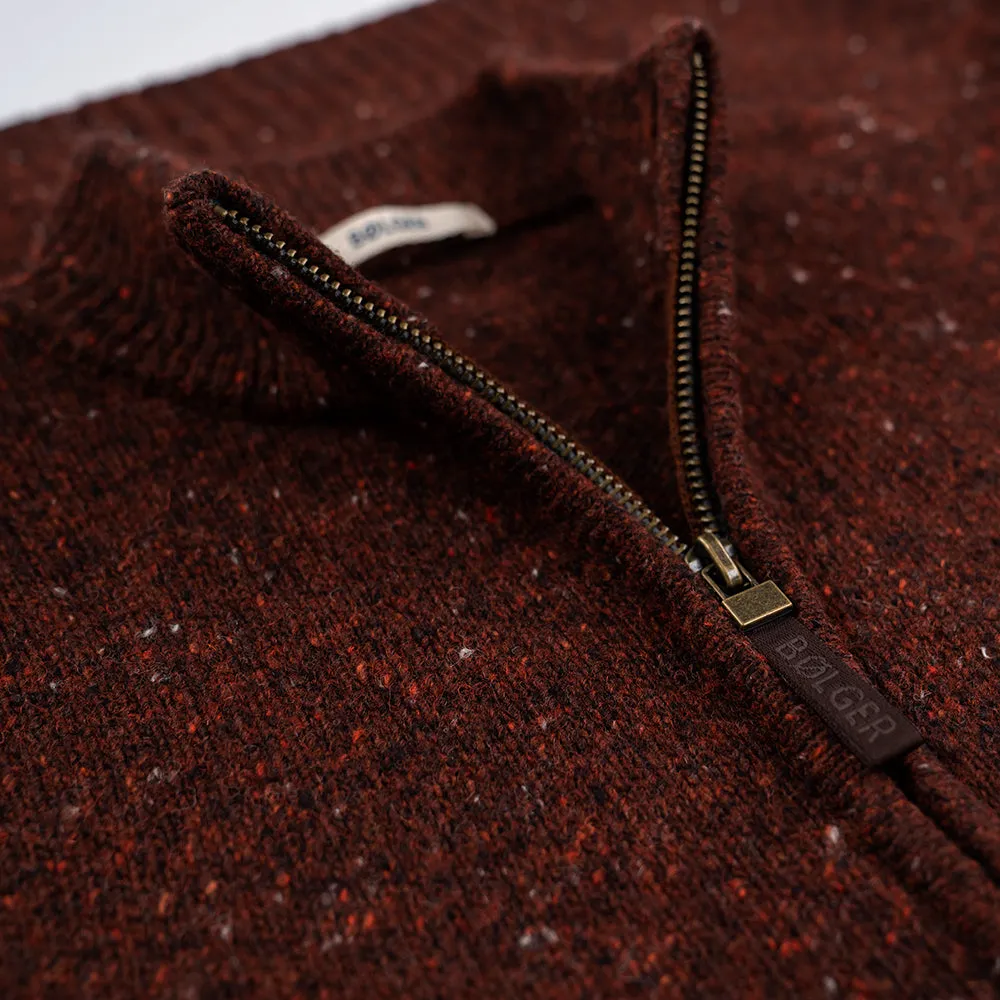 Mens Finse Flecked Zip Sweater
