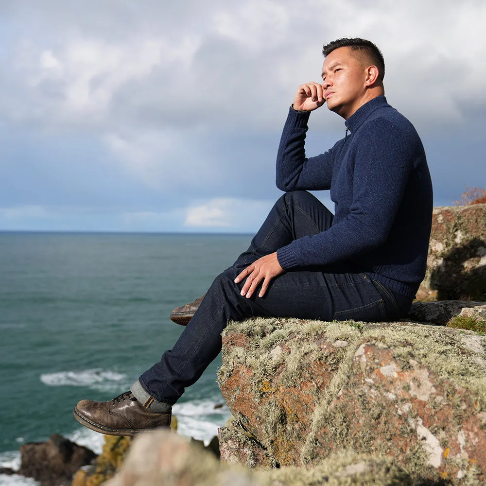 Mens Finse Flecked Zip Sweater