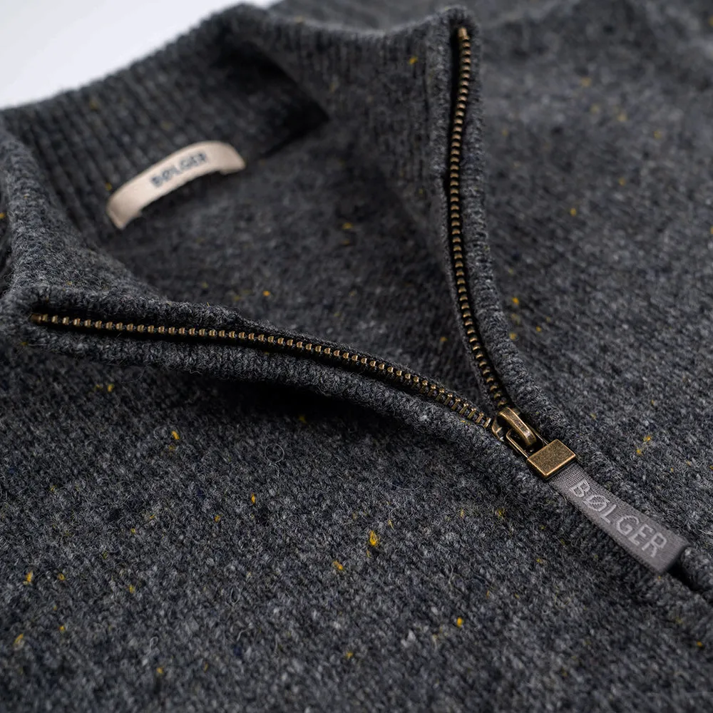 Mens Finse Flecked Zip Sweater