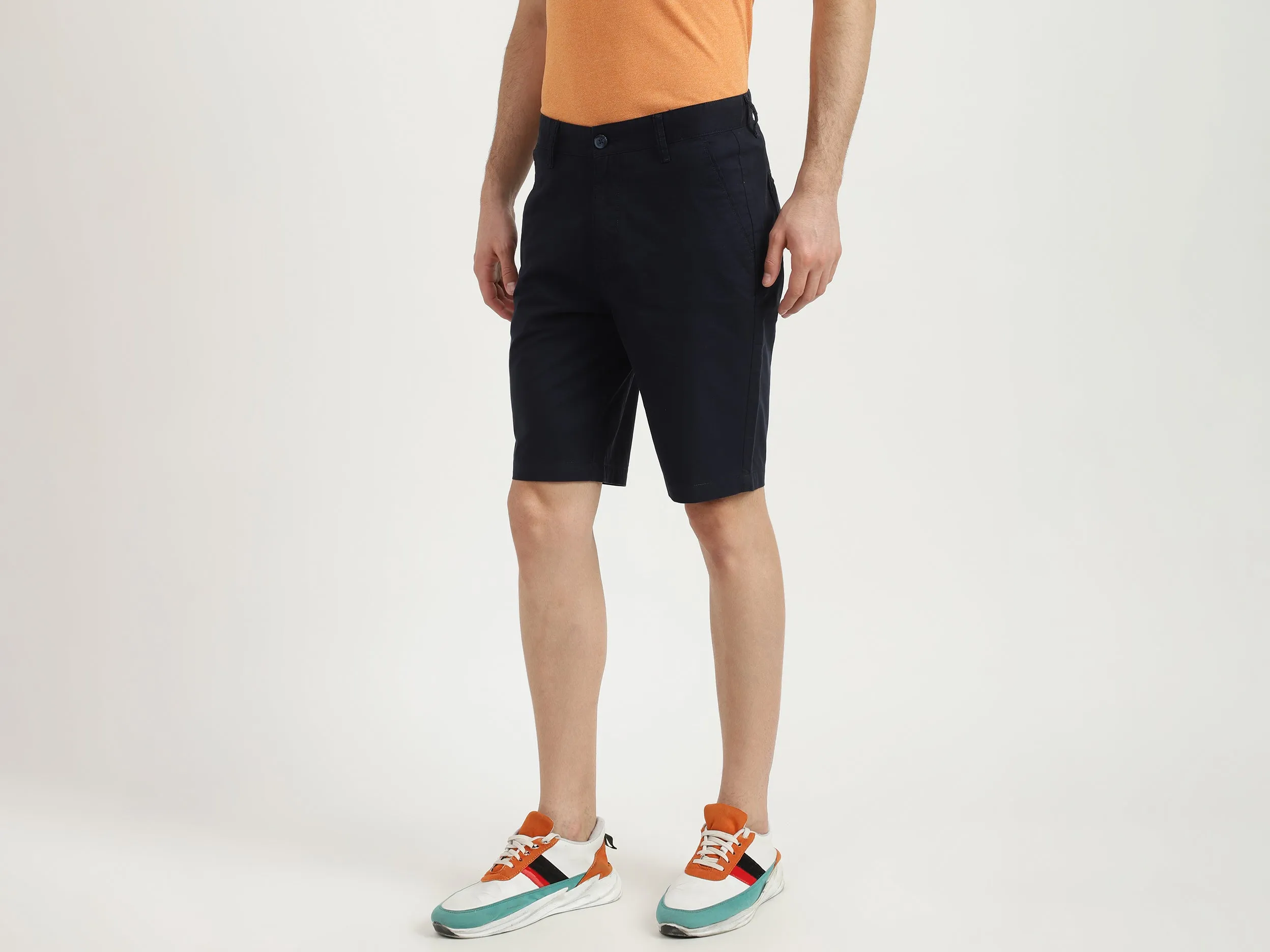 Mens Slim Fit Solid Shorts
