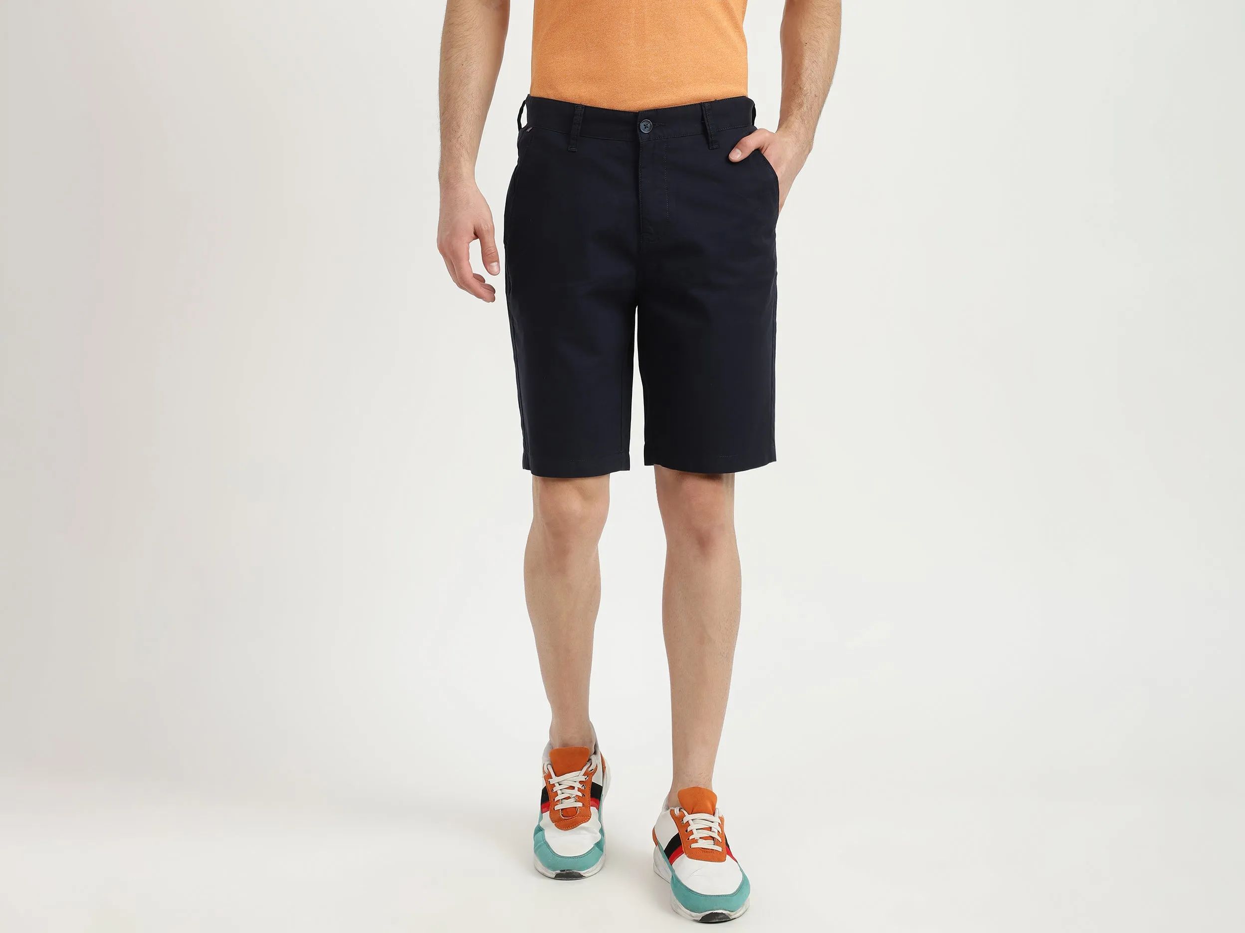 Mens Slim Fit Solid Shorts